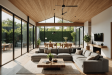 Комфорт и стиль в современном частном доме: одноэтажный дом со вторым светом и террасой